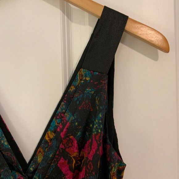 BCBGeneration Multi Color Viridian V Neck Faux Wrap Mini Dress Small - Picture 6 of 12